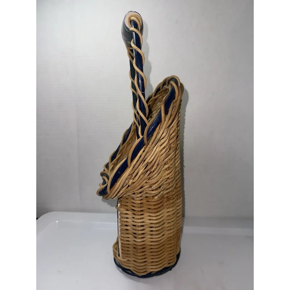 Vintage Handmade Woven Wicker Basket Grapes Tile Fruit Decor Wall Hanging/Sits